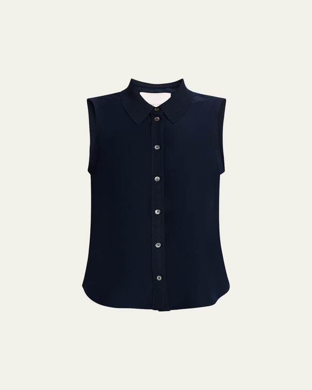 Giselle Sleeveless Button-Down Silk Blouse